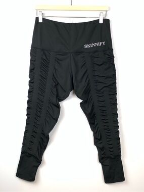Skinnify 8 Band Leggings Large Black Ruched High Waist Activewear Resistance